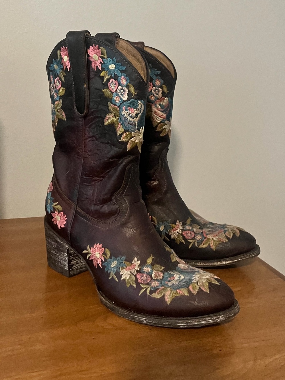 Old Gringo Yippee Ki Yay Anna Sui Women’s Brown Floral Embroidered Boots 8